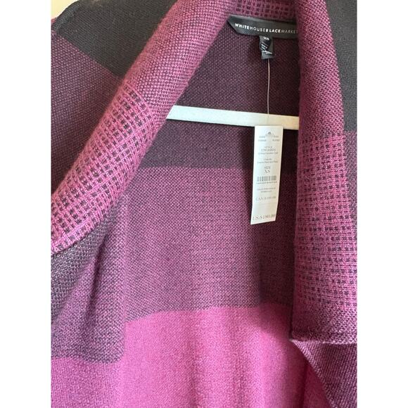NWT XS / S White House Black Market Plum Black Sweater Coat w Belt - $180 Retail - Picture 5 of 10